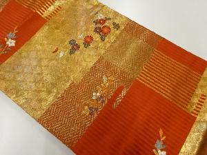 リサイクル　ヱ霞に秋草模様織出し名古屋帯